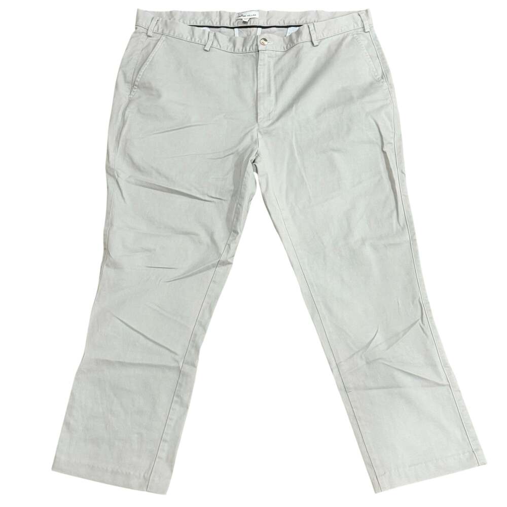 Peter Millar Men's Size 40 Flat Front Twill Chino Pants Light Gray